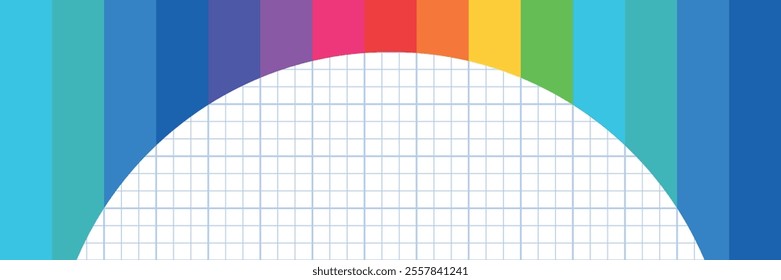 colorful rainbow in lgbt style on the background of a notebook sheet in a cage