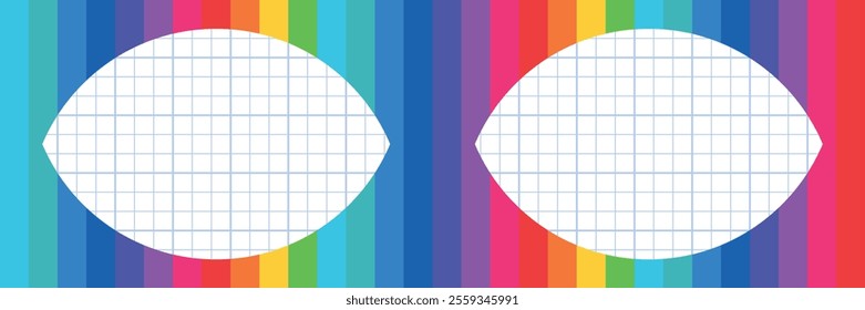 colorful rainbow in lgbt style on the background of a notebook sheet in a cage