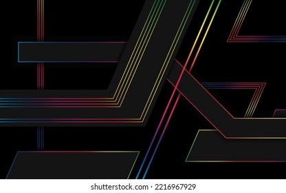 Colorful rainbow light lines with dark background for wallpaper, cover, banner, brochure, flyer, etc.