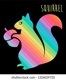 Colorful rainbow line squirrel animal vector design