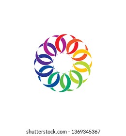 colorful rainbow link circle chain vector design 