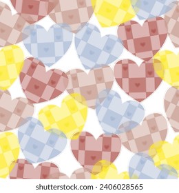 Colorful rainbow love heart seamless pattern. Doodle hearts. Seamless vector pattern on white background.