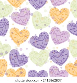 Colorful rainbow love heart seamless pattern. Creative bright ornament.