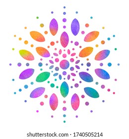 Colorful Rainbow Mandala - Watercolor Vector Symbol
