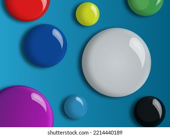 Bolas coloridas de color arco iris mate de diferentes tamaños sobre fondo degradado. Composición abstracta. fondo vectorial
