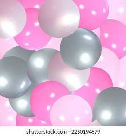 Colorful rainbow matte balls in different sizes. Abstract composition with multicolored flying spheres. Vector background