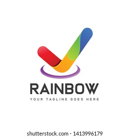 Colorful rainbow modern checklist logo