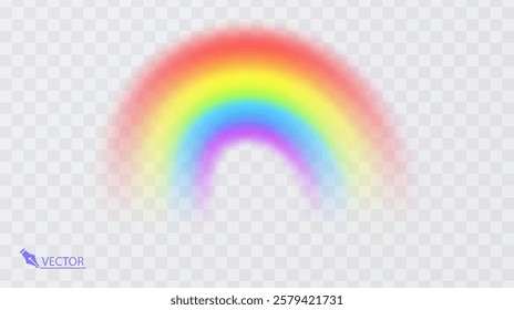 Colorful rainbow on transparent background Vivid vector colorful rainbow