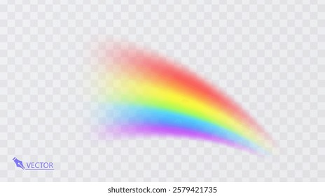 Colorful rainbow on transparent background Vivid vector colorful rainbow