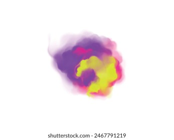 Colorful rainbow paint color smoke cloud explosion isolated on transparent background