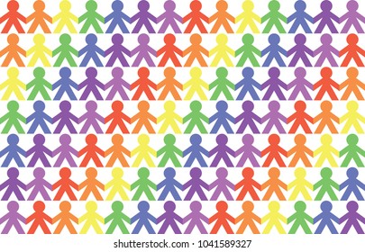 Colorful Rainbow People Holding Hands Vector Illustration