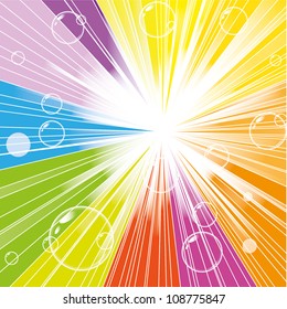Colorful rainbow picture with bubbles