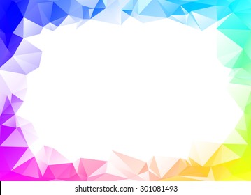 Colorful rainbow polygon background or vector frame. Rainbow colors.
