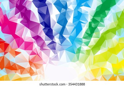 Colorful rainbow polygon background or vector frame. Rainbow colors.