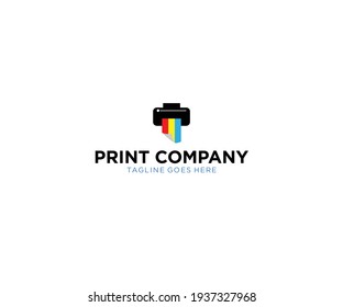 Colorful Rainbow Print Logo. Printer Logo Colors Creative Logo Design