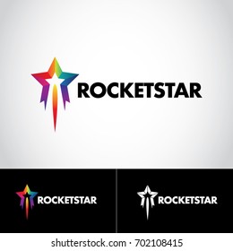 Colorful Rainbow Rocket Star Logo Symbol