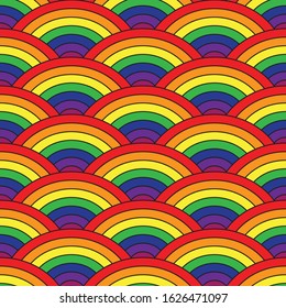 Colorful rainbow seamless pattern background with cartoon style