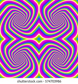 Colorful rainbow seamless pattern. Optical expansion illusion.