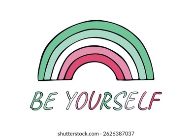 Colorful rainbow shape Abrosexual pride flag Happy pride day LGBTQIA community Pride Month Vector hand drawn doodle for posters, stickers, logo, cards
