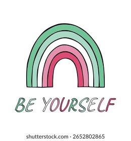 Colorful rainbow shape Abrosexual pride flag Happy pride day LGBTQIA community Pride Month Vector hand drawn doodle for posters, stickers, logo, cards