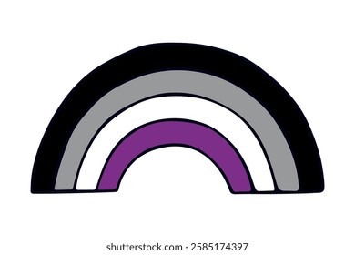 Colorful rainbow shape Asexual pride flag Happy pride day LGBTQ community Pride Month Vector hand drawn doodle for posters, stickers, logo, cards