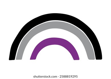 Colorful rainbow shape Asexual pride flag Happy pride day LGBTQ community Pride Month Vector hand drawn doodle for posters, stickers, logo, cards