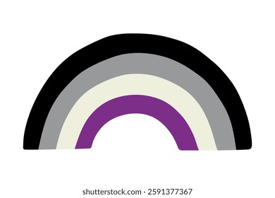 Colorful rainbow shape Asexual pride flag Happy pride day LGBTQ community Pride Month Vector hand drawn doodle for posters, stickers, logo, cards