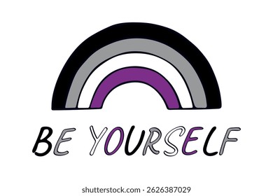 Colorful rainbow shape Asexual pride flag Happy pride day LGBTQIA community Pride Month Vector hand drawn doodle for posters, stickers, logo, cards