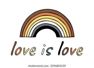 Colorful rainbow shape Bear brotherhood pride flag Happy pride day LGBTQIA community Pride Month Vector hand drawn doodle for posters, stickers, logo, cards