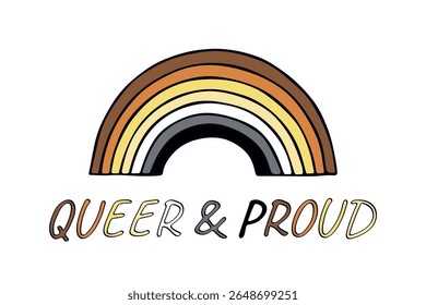 Forma de arco-íris colorida Bandeira do orgulho da irmandade do urso Feliz Dia do Orgulho LGBTQIA Comunidade Mês do Orgulho Desenho à mão desenhado doodle para cartazes, adesivos, logotipo, cartões