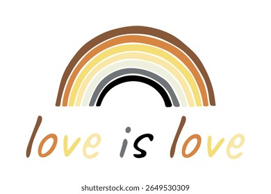 Colorful rainbow shape Bear brotherhood pride flag Happy pride day LGBTQIA community Pride Month Vector hand drawn doodle for posters, stickers, logo, cards