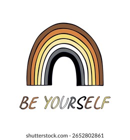 Colorful rainbow shape Bear brotherhood pride flag Happy pride day LGBTQIA community Pride Month Vector hand drawn doodle for posters, stickers, logo, cards