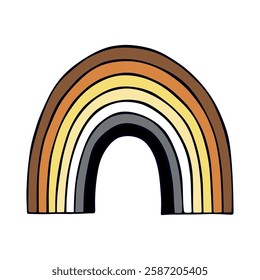 Colorful rainbow shape Bear pride flag Happy pride day LGBTQ community Pride Month Vector hand drawn doodle for posters, stickers, logo, cards