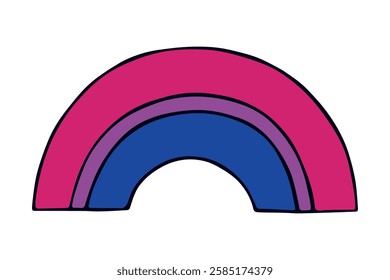 Colorful rainbow shape Bisexual pride flag Happy pride day LGBTQ community Pride Month Vector hand drawn doodle for posters, stickers, logo, cards