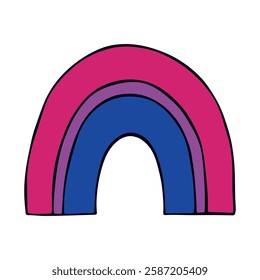 Colorful rainbow shape Bisexual pride flag Happy pride day LGBTQ community Pride Month Vector hand drawn doodle for posters, stickers, logo, cards