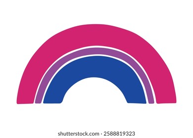 Colorful rainbow shape Bisexual pride flag Happy pride day LGBTQ community Pride Month Vector hand drawn doodle for posters, stickers, logo, cards