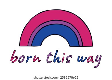 Colorful rainbow shape Bisexual pride flag Happy pride day LGBTQIA community Pride Month Vector hand drawn doodle for posters, stickers, logo, cards