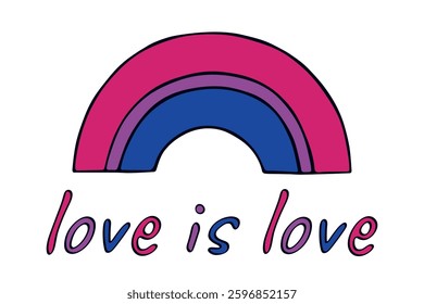 Colorful rainbow shape Bisexual pride flag Happy pride day LGBTQIA community Pride Month Vector hand drawn doodle for posters, stickers, logo, cards