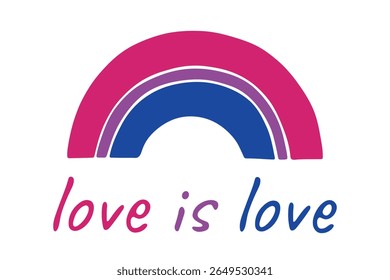 Colorful rainbow shape Bisexual pride flag Happy pride day LGBTQIA community Pride Month Vector hand drawn doodle for posters, stickers, logo, cards