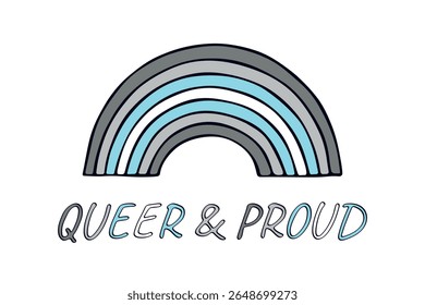 Forma de arco-íris colorido Demiboy bandeira do orgulho Feliz dia do orgulho LGBTQIA comunidade do Mês do Orgulho Desenho à mão desenhado doodle para cartazes, adesivos, logotipo, cartões