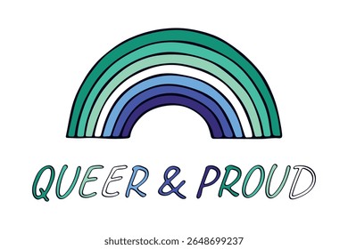 Colorful rainbow shape Gay men pride flag Happy pride day LGBTQIA community Pride Month Vector hand drawn doodle for posters, stickers, logo, cards