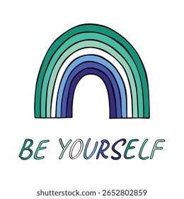 Colorful rainbow shape Gay men pride flag Happy pride day LGBTQIA community Pride Month Vector hand drawn doodle for posters, stickers, logo, cards