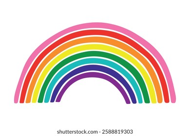 Colorful rainbow shape Gay pride flag Happy pride day LGBTQ community Pride Month Vector hand drawn doodle for posters, stickers, logo, cards