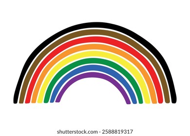 Colorful rainbow shape Gay pride flag Happy pride day LGBTQ community Pride Month Vector hand drawn doodle for posters, stickers, logo, cards