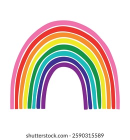 Colorful rainbow shape Gay pride flag Happy pride day LGBTQ community Pride Month Vector hand drawn doodle for posters, stickers, logo, cards