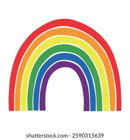 Colorful rainbow shape Gay pride flag Happy pride day LGBTQ community Pride Month Vector hand drawn doodle for posters, stickers, logo, cards