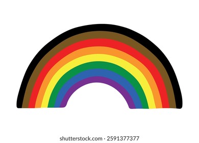 Colorful rainbow shape Gay pride flag Happy pride day LGBTQ community Pride Month Vector hand drawn doodle for posters, stickers, logo, cards