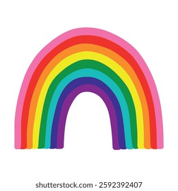 Colorful rainbow shape Gay pride flag Happy pride day LGBTQ community Pride Month Vector hand drawn doodle for posters, stickers, logo, cards