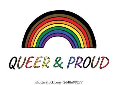 Forma de arco-íris colorida Bandeira do orgulho gay Dia do orgulho feliz Comunidade LGBTQ Mês do orgulho Desenho desenhado à mão vetor para cartazes, adesivos, logotipo, cartões