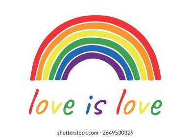 Forma de arco-íris colorida Bandeira do orgulho gay Dia do orgulho feliz Comunidade LGBTQ Mês do orgulho Desenho desenhado à mão vetor para cartazes, adesivos, logotipo, cartões